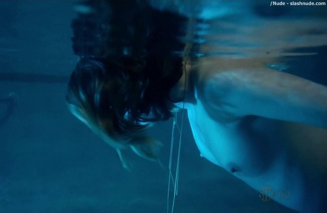Dawn Olivieri Topless In The Pool On House Of Lies 5