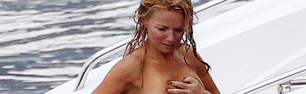 geri halliwell topless on hot summer day on yacht 9356