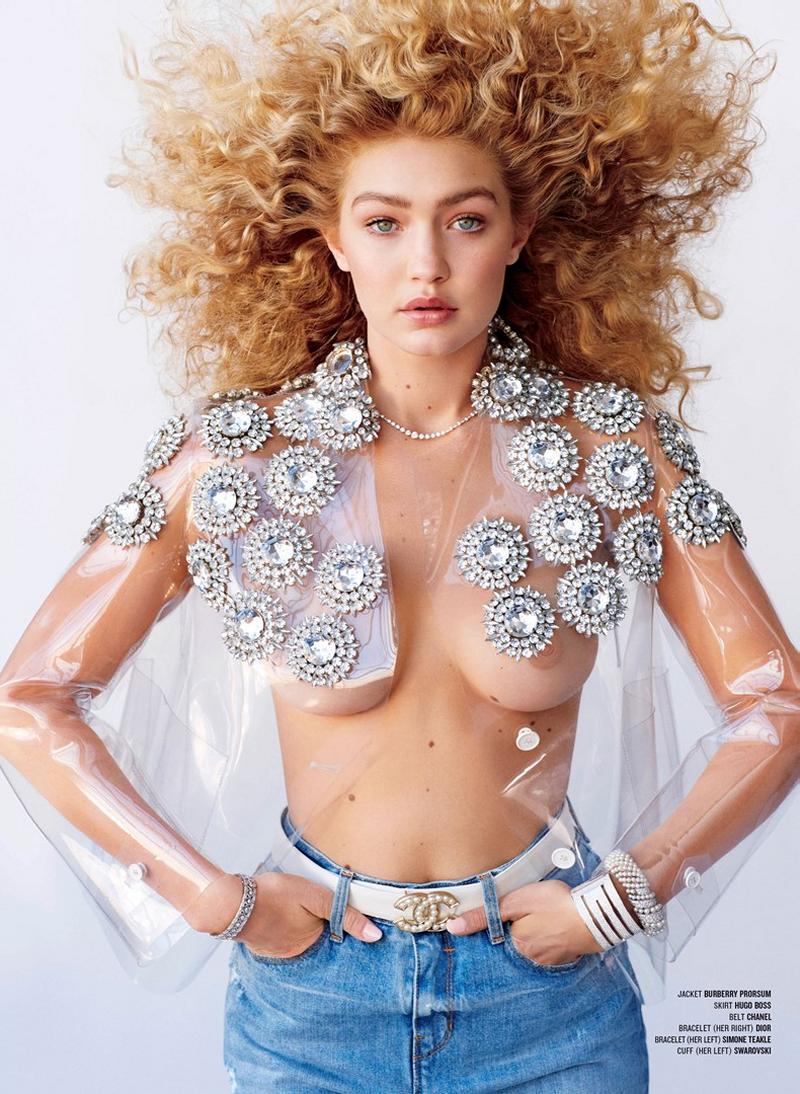 Gigi Hadid Topless Nipples Out In V Magazine 5