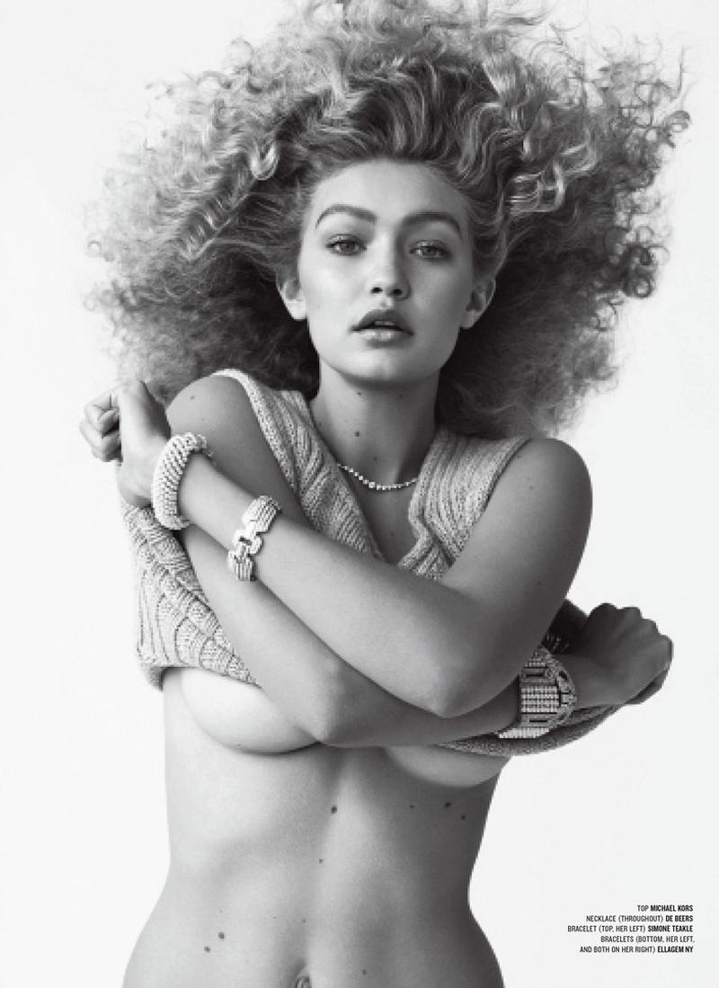 Gigi Hadid Topless Nipples Out In V Magazine 6