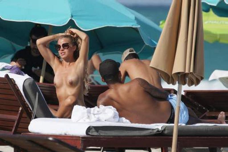 Ina Toennes Topless On Honeymoon With Dennis Aogo 4