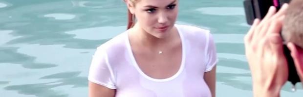 kate upton nipples stand proudly in see through wet top 5602