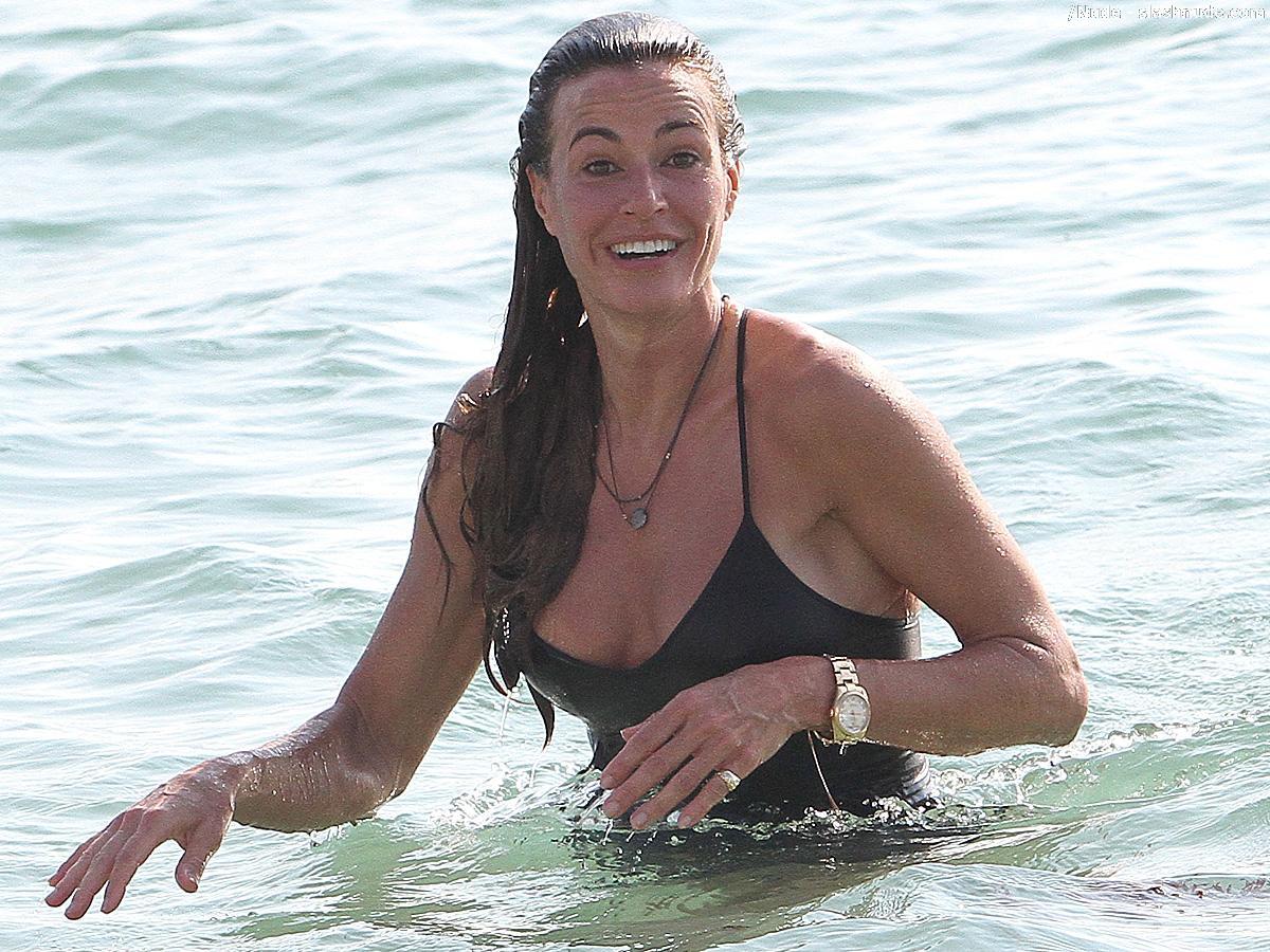 Kelly Bensimon Nipples Slip Out Of Top At Beach 5