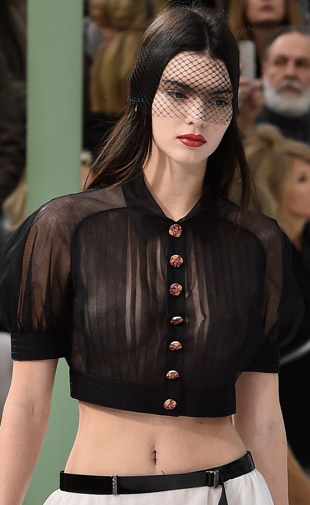 Kendall Jenner Bares Breasts In See Through On Runway 7