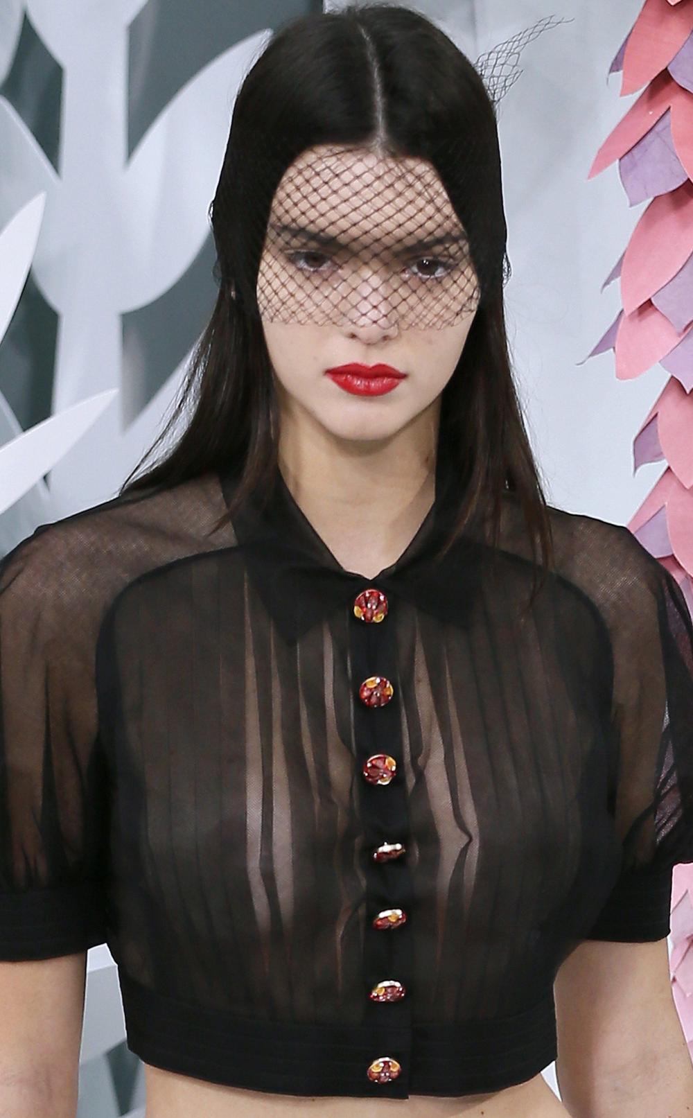 Kendall Jenner Bares Breasts In See Through On Runway 8