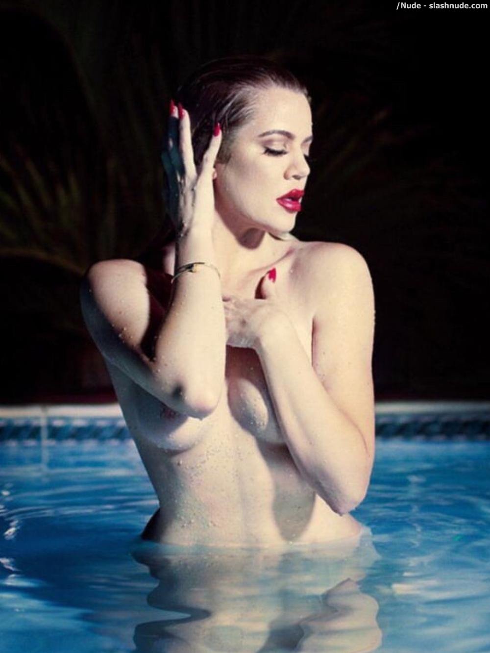 Khloe Kardashian Nude Top To Bottom In Pool Photoshoot 3
