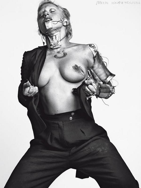Lady Gaga Topless With Shirt Off For Vogue Italy 5
