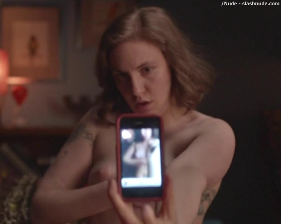 Lena Dunham Topless For A Cell Phone Photo Pose 16