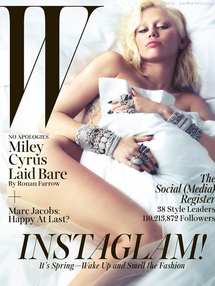 Miley Cyrus Topless And Unusual In W And Love Magazines 1