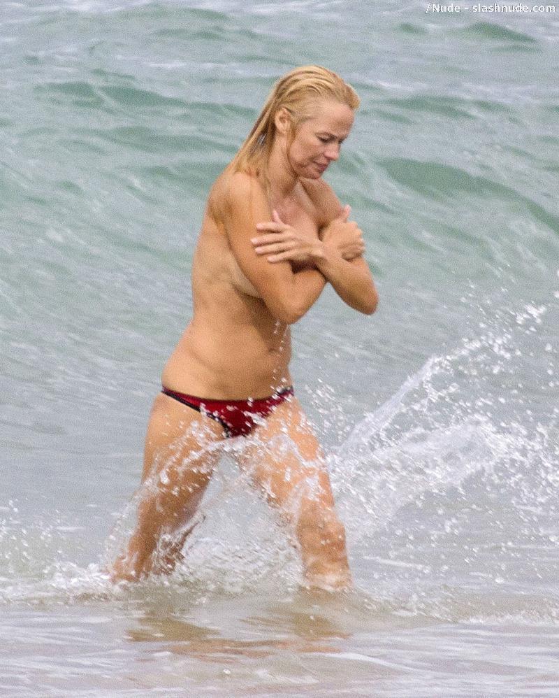 Pamela Anderson Topless Run At French Beach 9