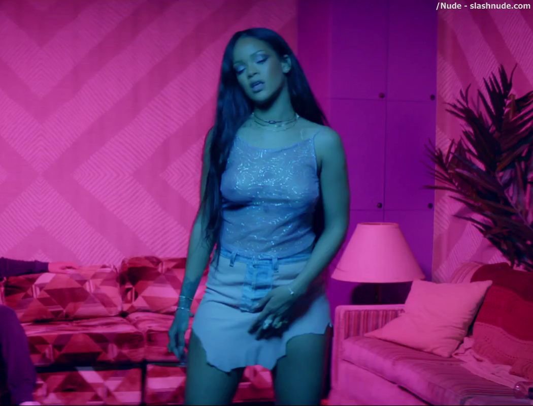 Rihanna Bare Breasts Star In Work Music Video With Drake 11
