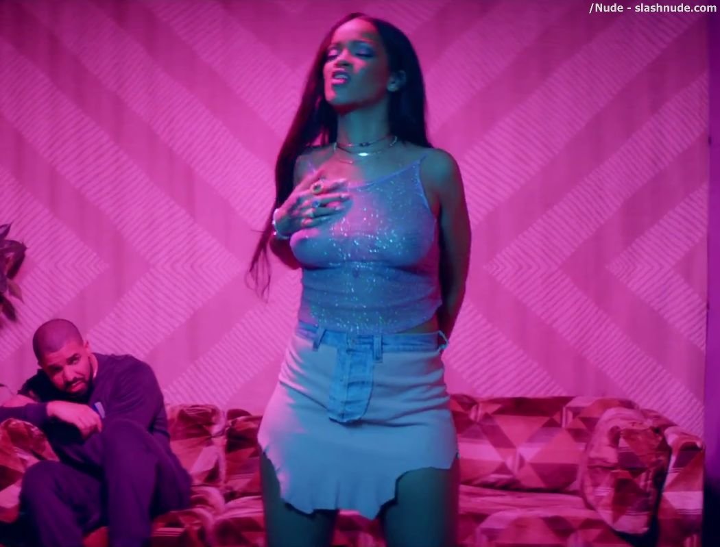 Rihanna Bare Breasts Star In Work Music Video With Drake 16