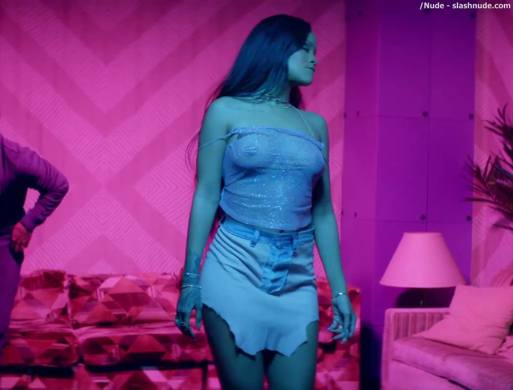 Rihanna Bare Breasts Star In Work Music Video With Drake 26