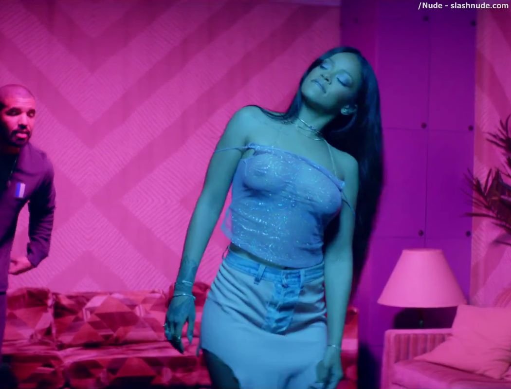 Rihanna Bare Breasts Star In Work Music Video With Drake 27