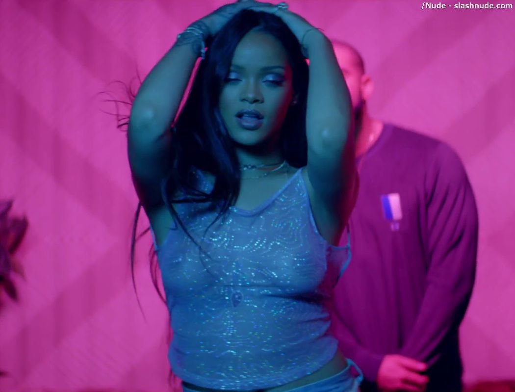 Rihanna Bare Breasts Star In Work Music Video With Drake 6