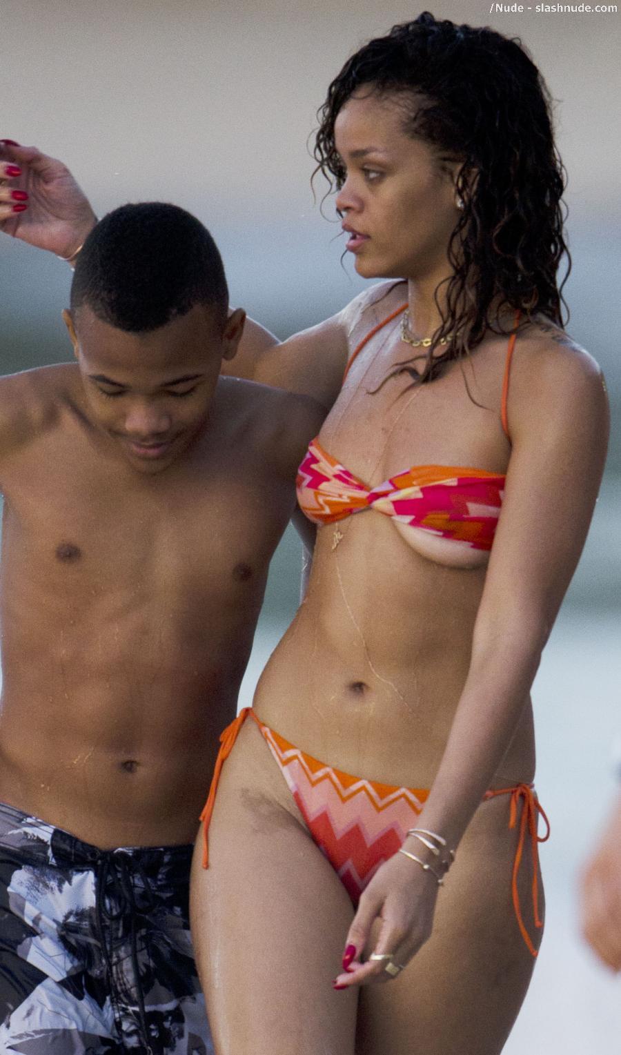 Rihanna Nipples Come Out For Sun In Wet Bikini 24