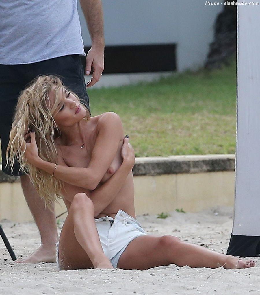 Rosie Huntington Whiteley Topless For Photo Shoot At Beach 5