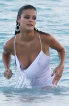 nina agdal breast slips out during beach shoot 1447 2