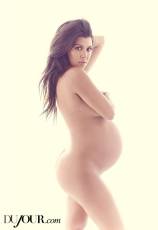 pregnant kourtney kardashian nude baring nipples in dujour 1