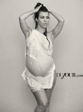 pregnant kourtney kardashian nude baring nipples in dujour 2