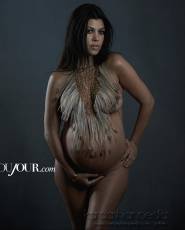 pregnant kourtney kardashian nude baring nipples in dujour 4
