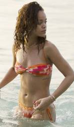 rihanna nipples come out for sun in wet bikini 7697 13