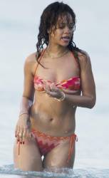 rihanna nipples come out for sun in wet bikini 7697 3