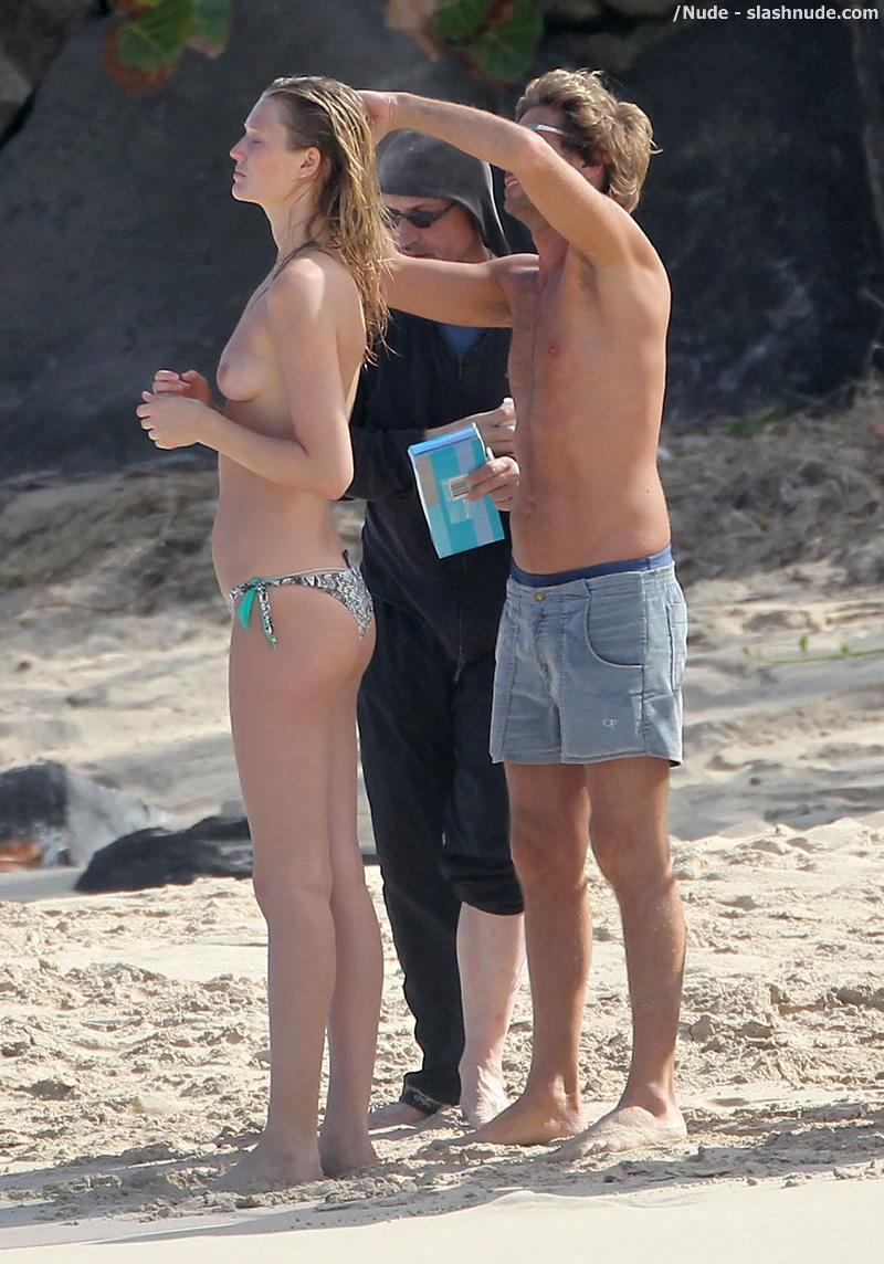 Toni Garrn Topless Cool At Beach For Photoshoot 9