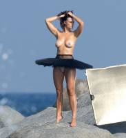 myla dalbesio topless at beach for photoshoot 9069 12