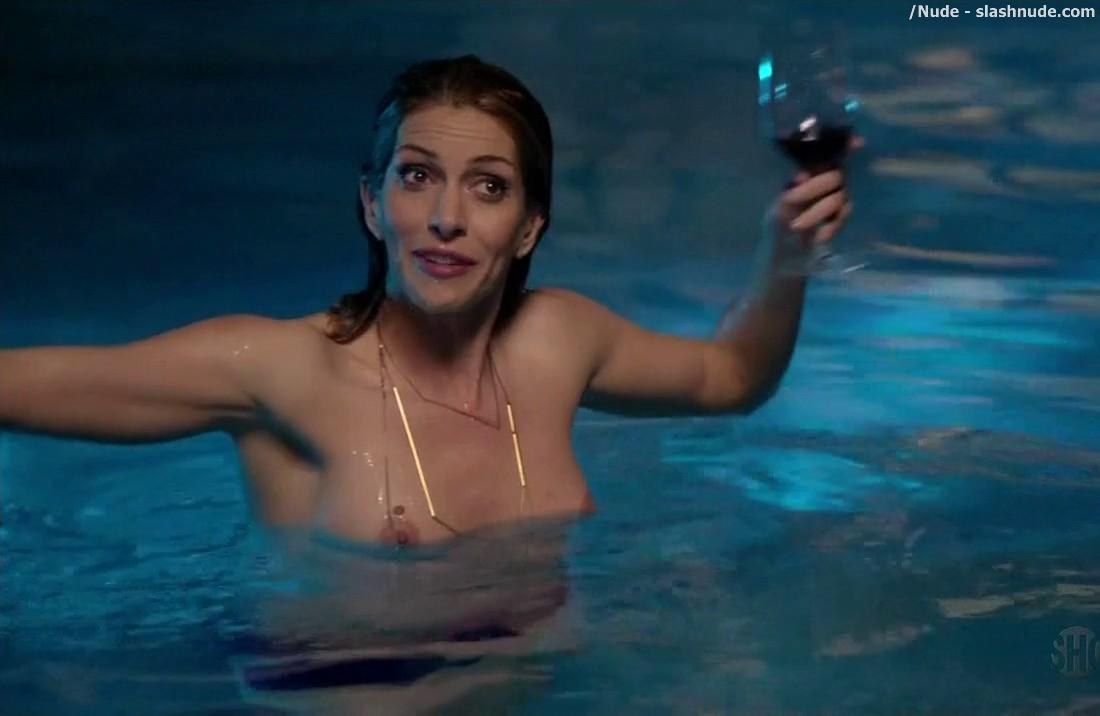 Dawn Olivieri Topless In The Pool On House Of Lies 11