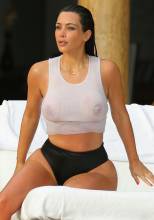 kim kardashian breasts bared in wet t shirt after pool dip 5173 4