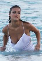 nina agdal breast slips out during beach shoot 1447 3